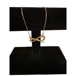 Gold Infinity Pendant Necklace Delicate Dainty Feminine 16" Goldtone Chain